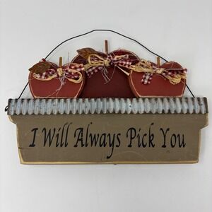 Rustic Wood Apple Basket Wall Decor I Will Always Pick You Farmhouse Sign
